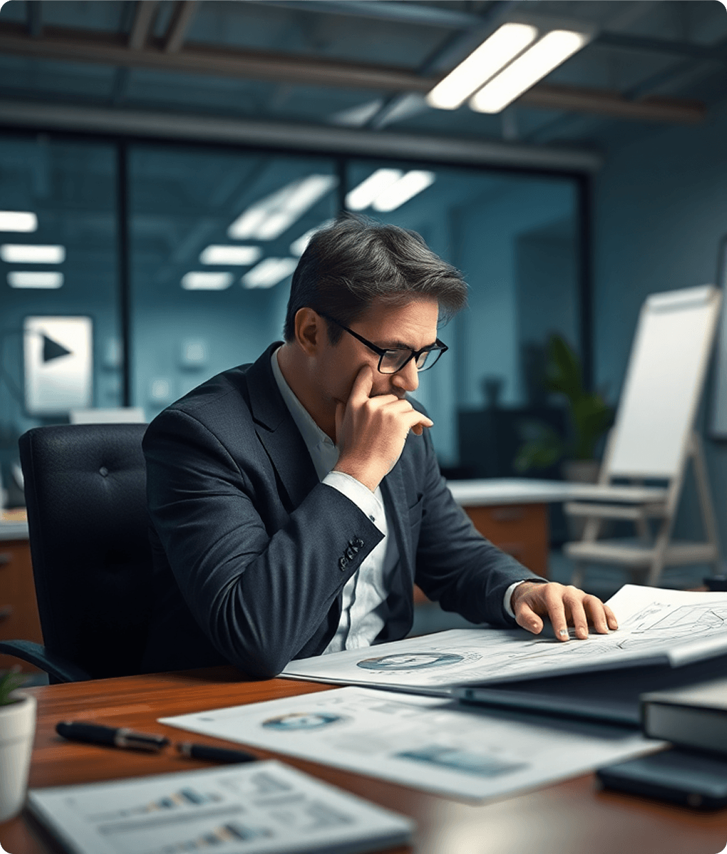 Professional working on project plans
