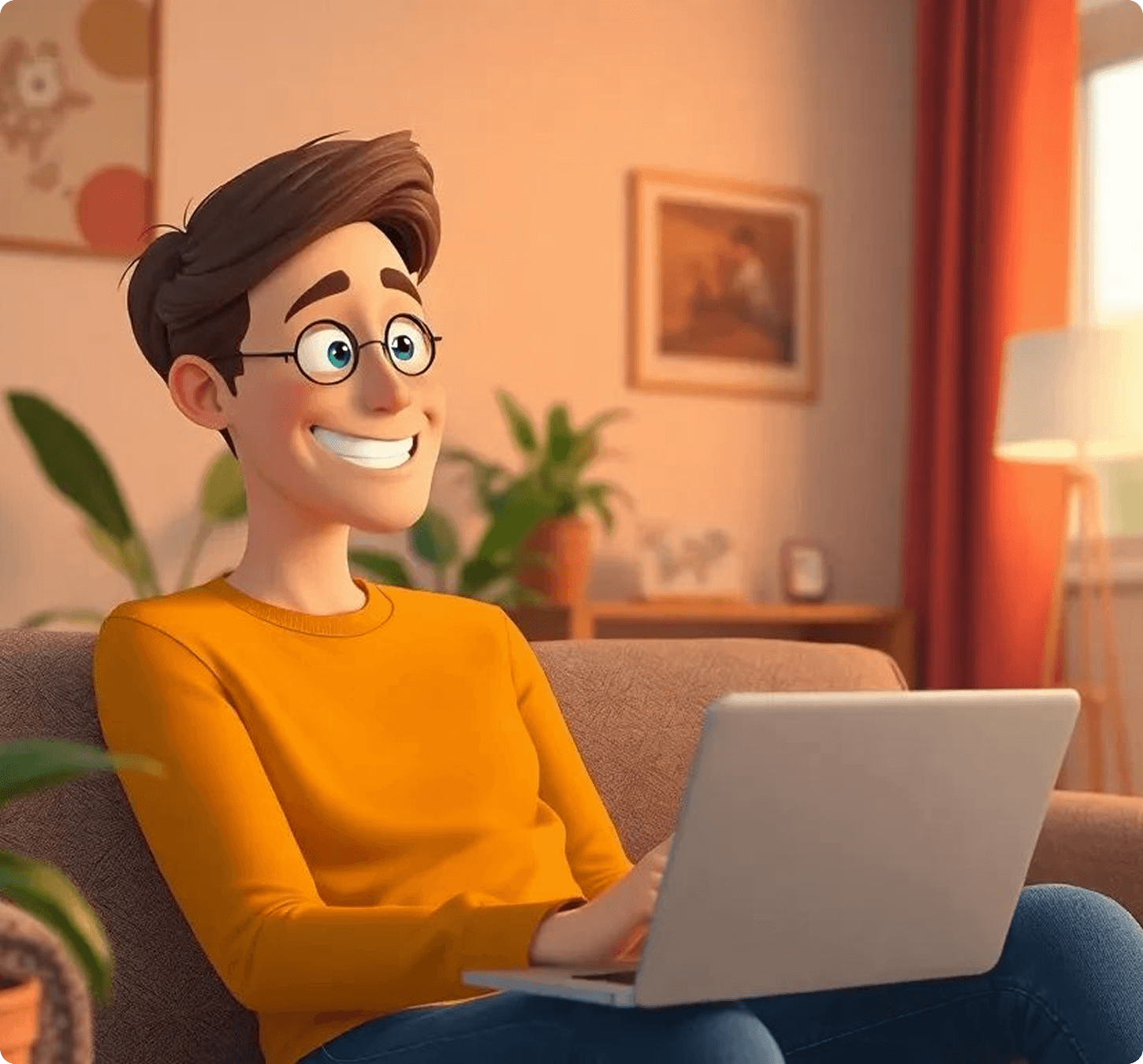 Person in glasses working on computer