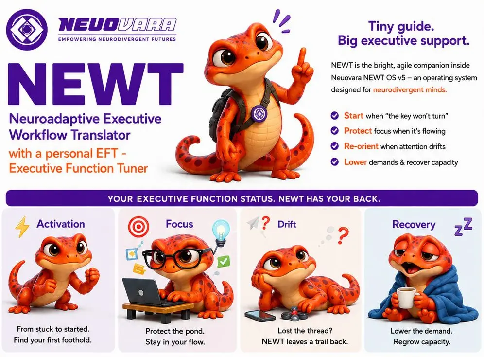 Promotional flyer part one for NEWT, the Neuroadaptive Executive Workflow Translator